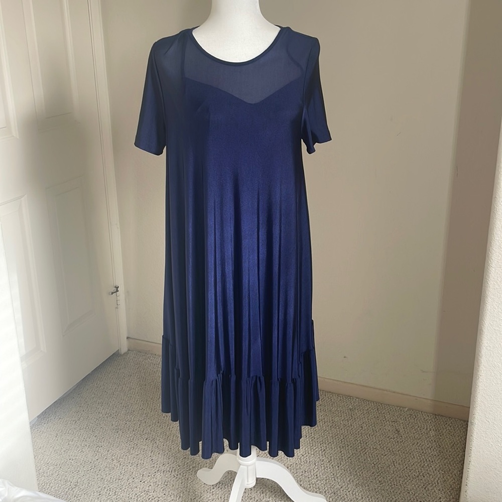 Zara navy blue trapeze dress
